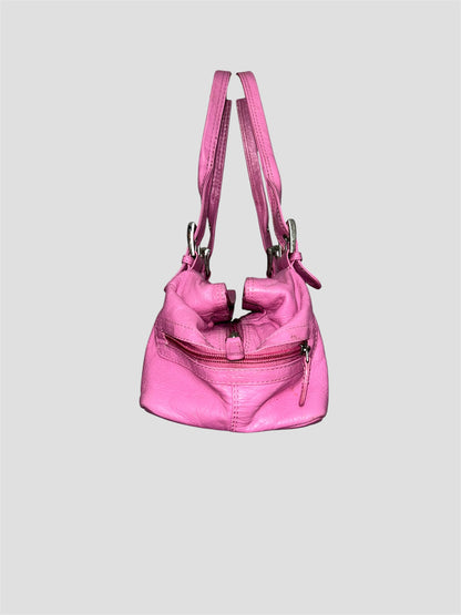 Vintage Pink Leather Y2K Shoulder Bag