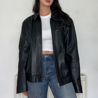 Black Leather Bomber Jacket Vintage