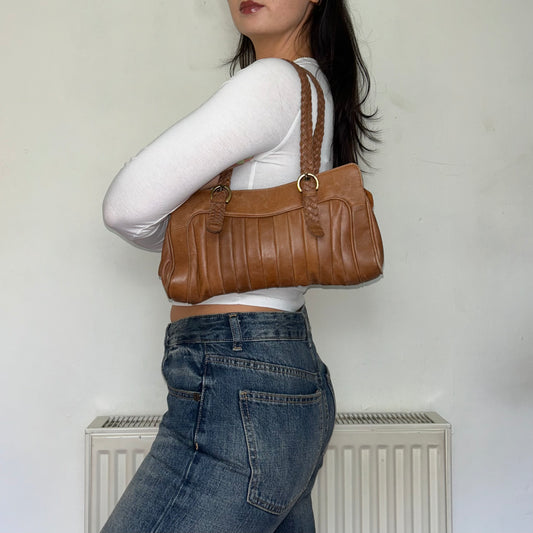 Tan Brown Mini Leather Vintage Shoulder Bag