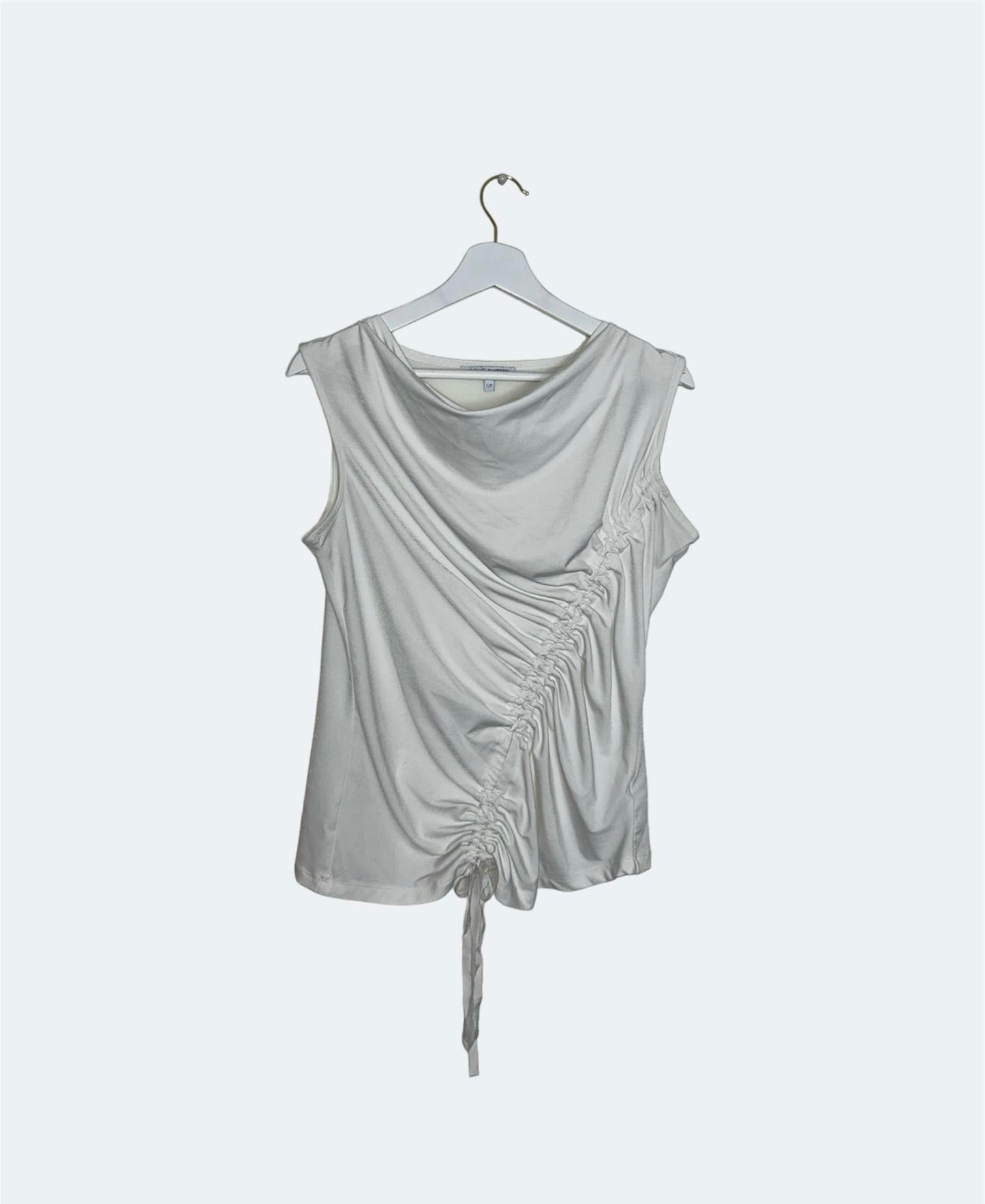 front of white rouched vintage top