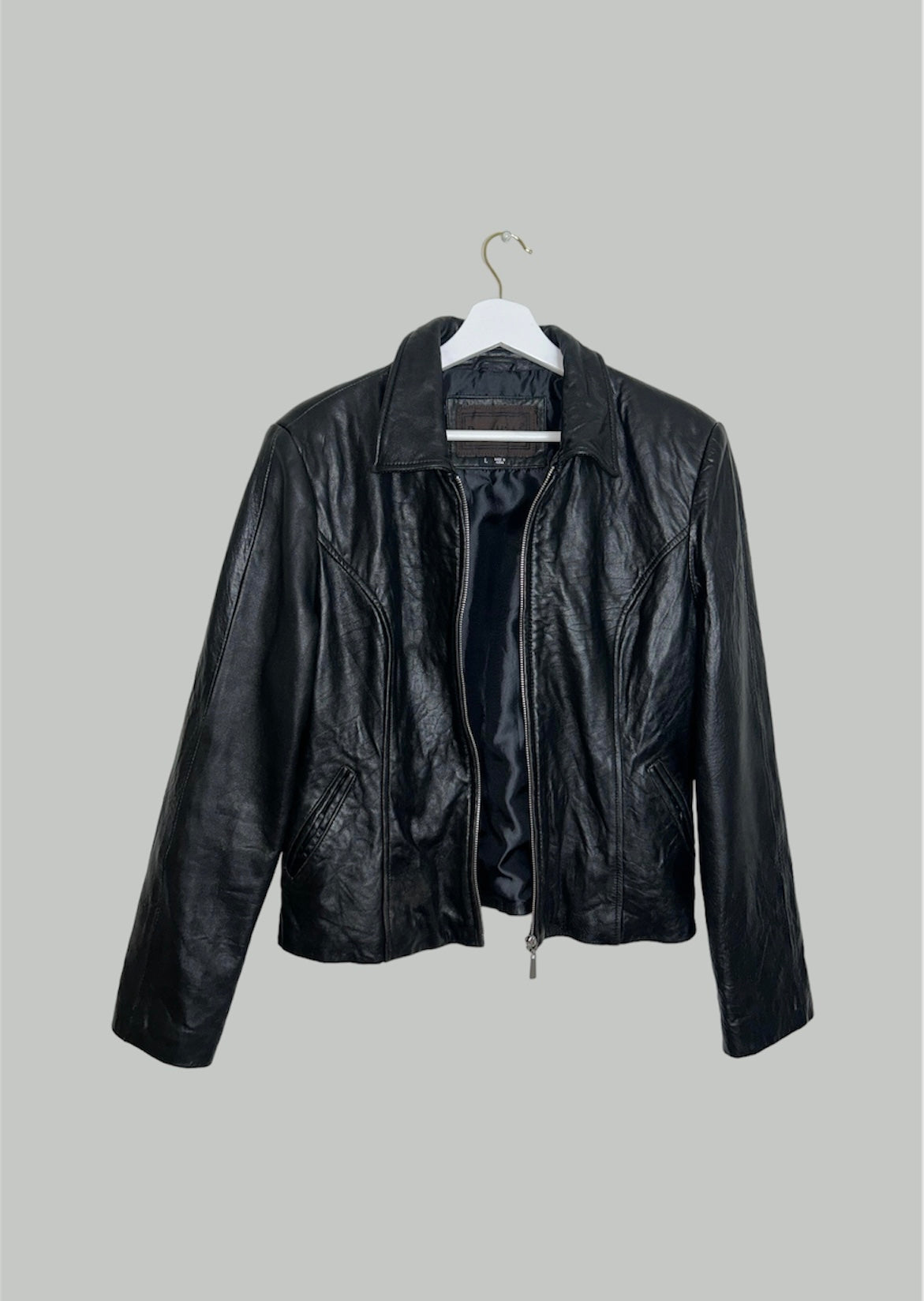black leather bomber jacket 
