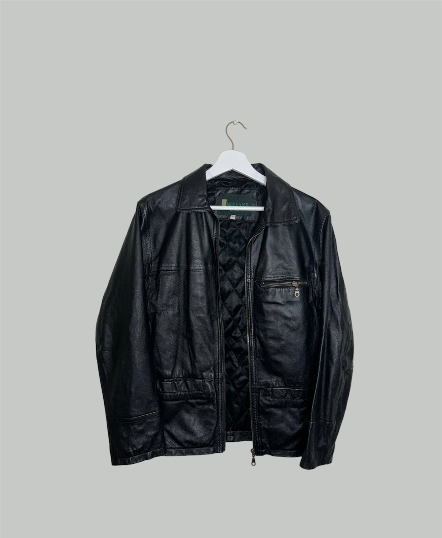 black real leather bomber jacket