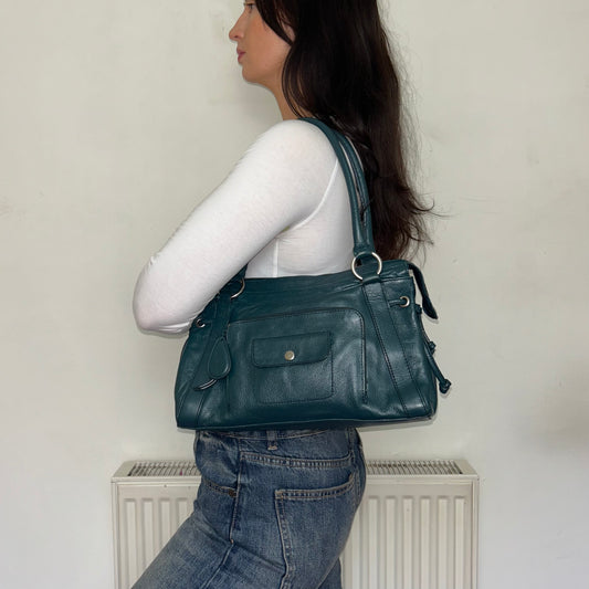 Vintage Blue Leather Shoulder Bag