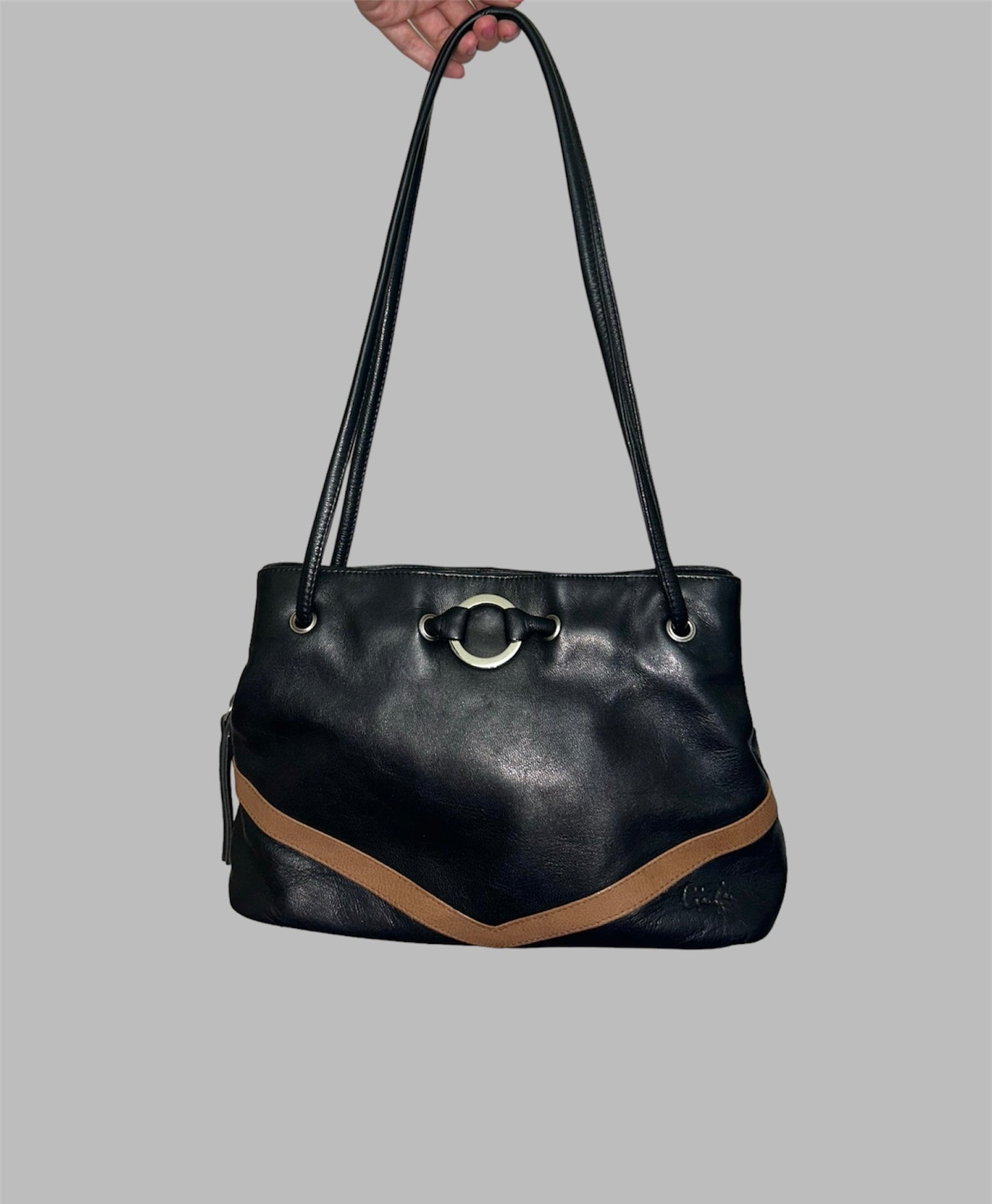 Black Leather 90s Shoulder Bag