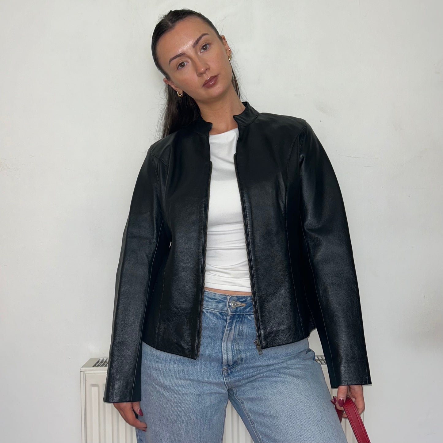 Black Leather Bomber Jacket Vintage