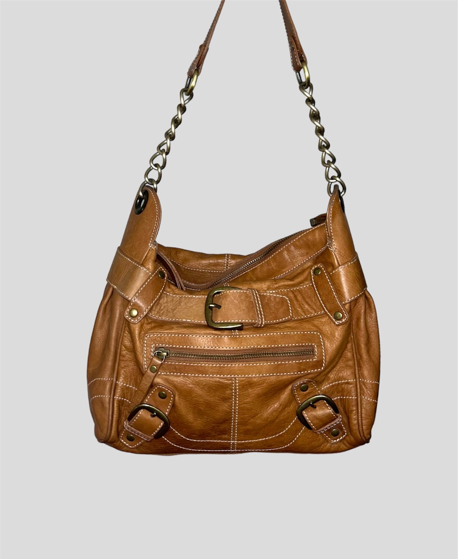 tan brown leather shoulder bag 
