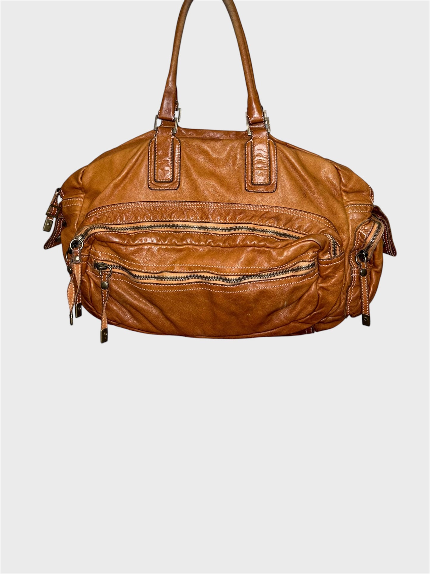 Tan Brown Sissirossi Leather Vintage Shoulder Bag