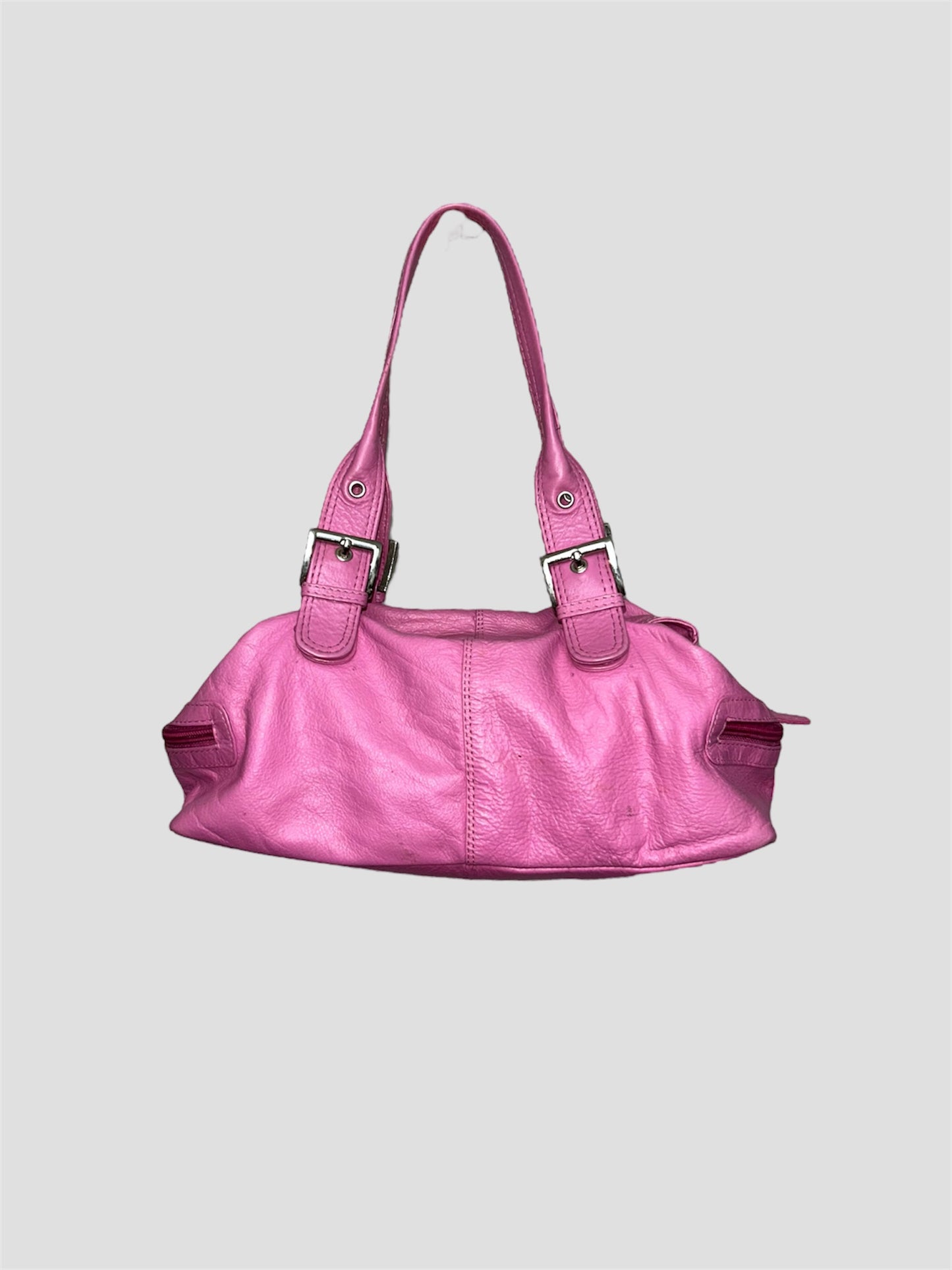 Vintage Pink Leather Y2K Shoulder Bag