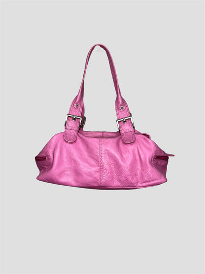 Vintage Pink Leather Y2K Shoulder Bag