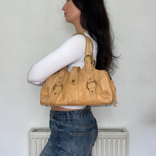 Tan Brown Slouchy Leather Vintage Shoulder Bag