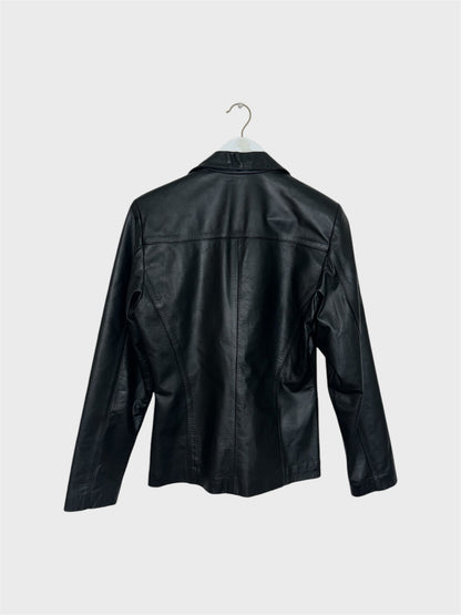 Black Vintage Leather Bomber Jacket