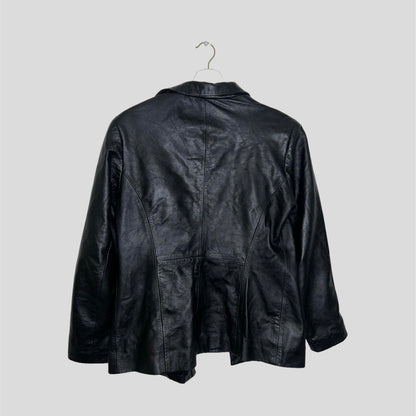 Black Vintage Leather Bomber Jacket