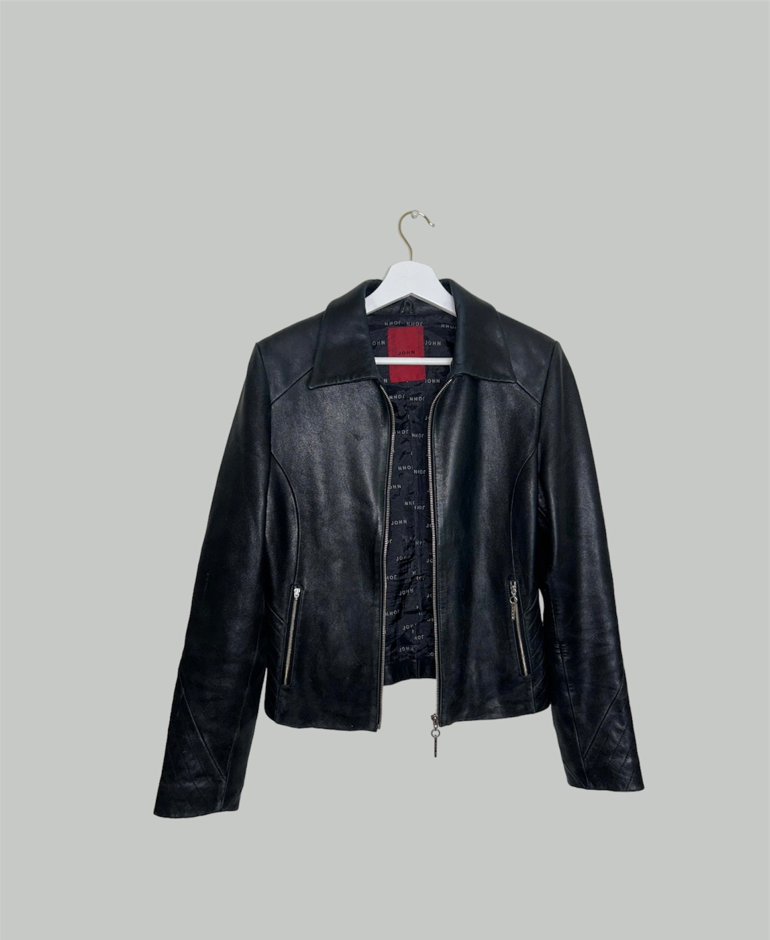 black real leather jacket