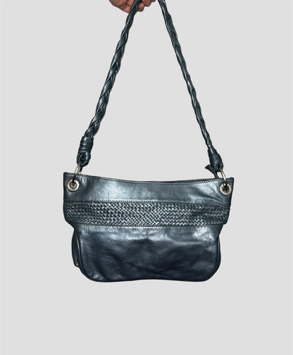 Vintage Grey Metallic Leather Mini Shoulder Bag