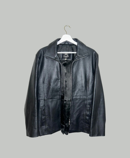 black zip up leather jacket