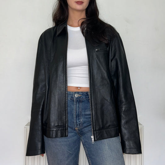 Black Leather Bomber Jacket Vintage