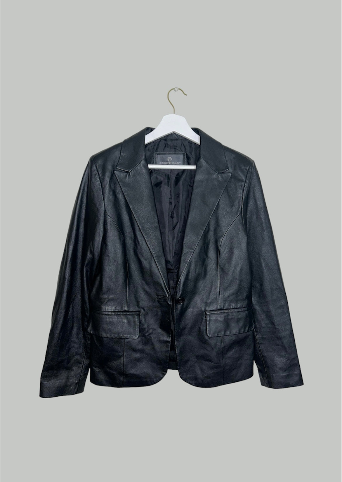 black leather blazer jacket 