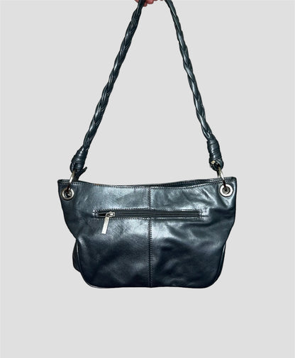 Vintage Grey Metallic Leather Mini Shoulder Bag