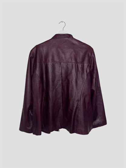 Burgundy Red Leather Vintage Bomber Jacket