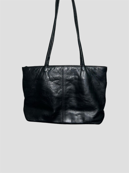 Vintage Black Leather Slouchy Shoulder Bag