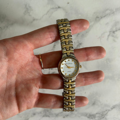 Vintage Women’s Silver Gold Two Tone Phillip Mercier Quartz Watch