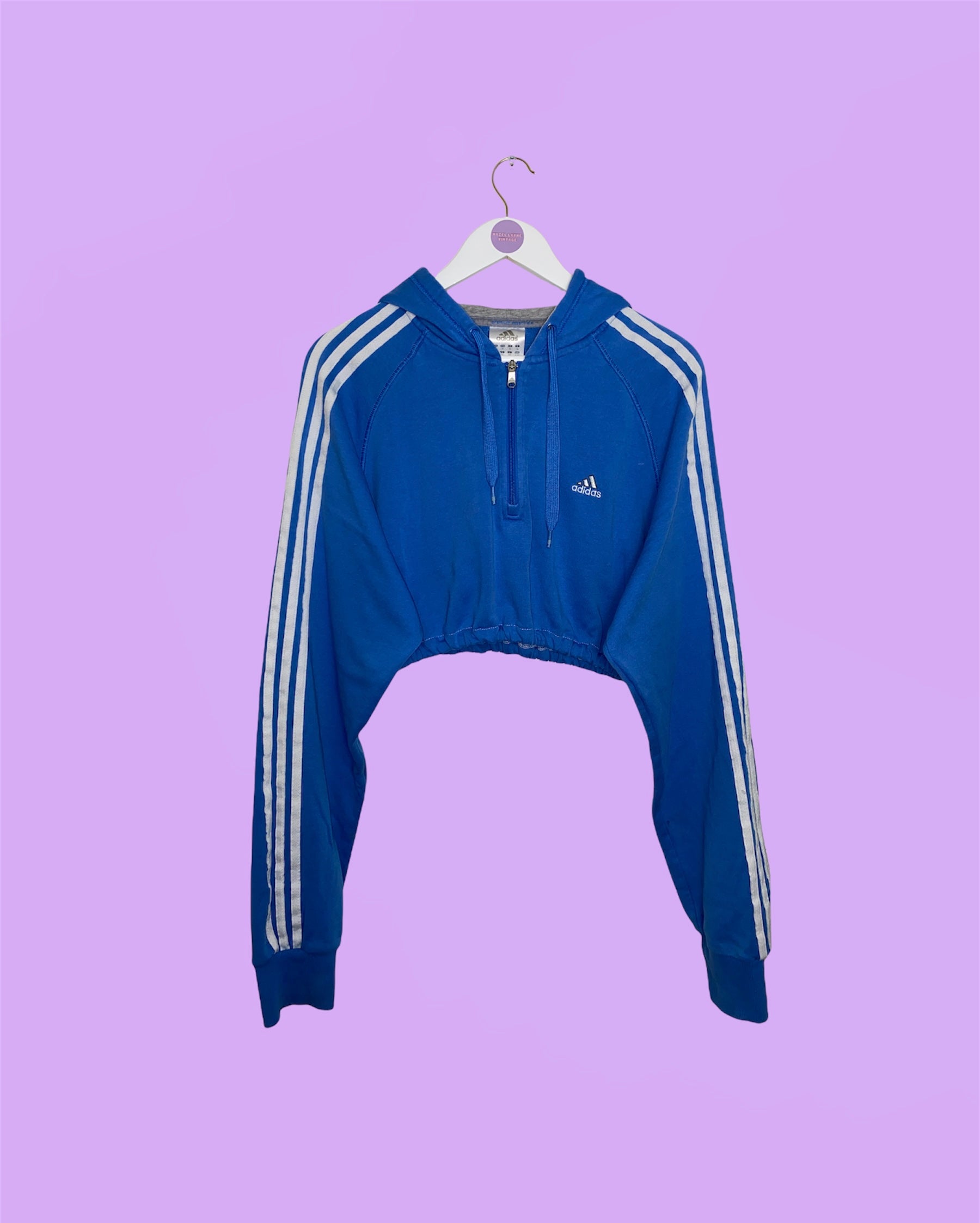 Reworked Vintage Adidas Blue Y2K 1/4 Zip Cropped Hoodie – HAZEL