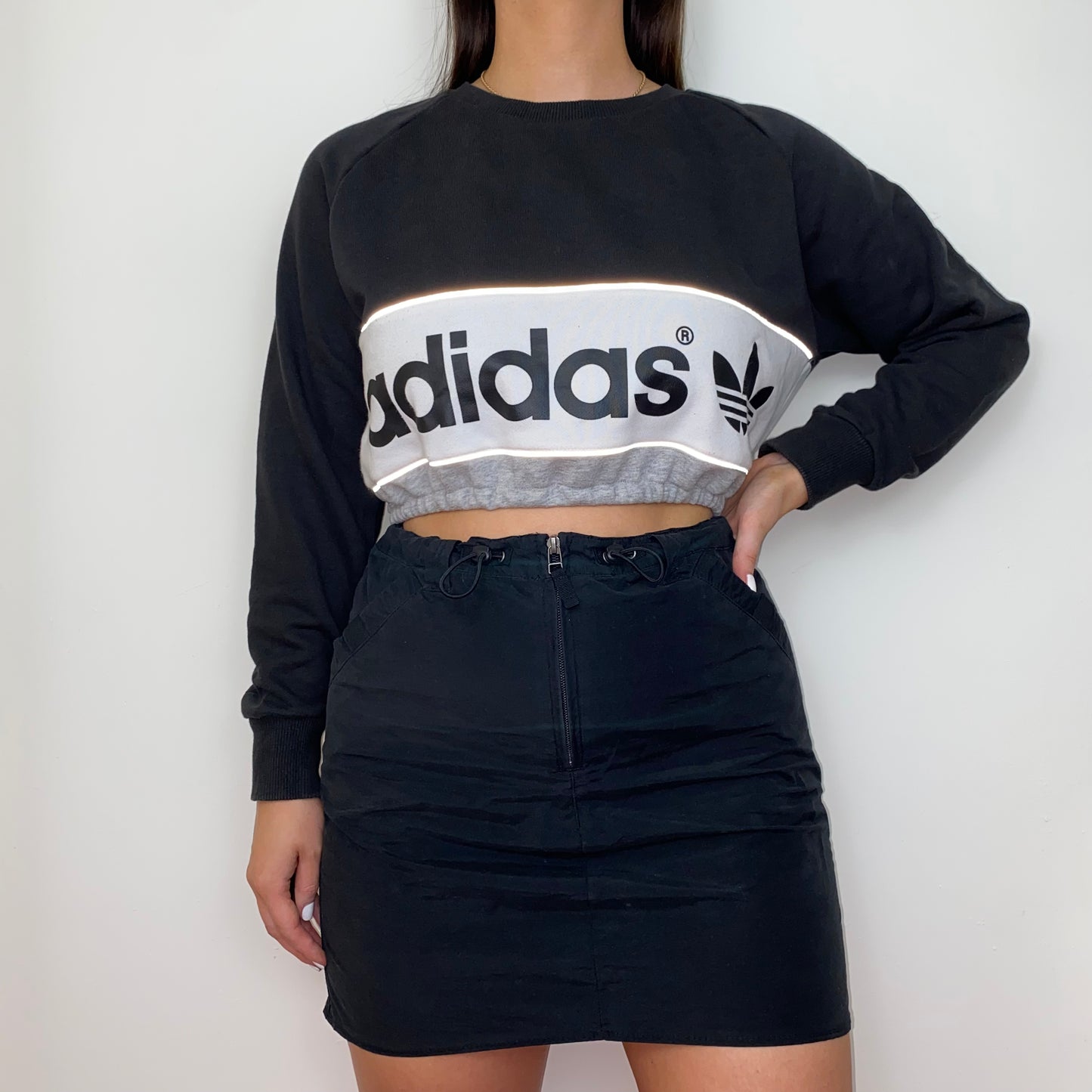 Adidas Black Cropped Sweatshirt