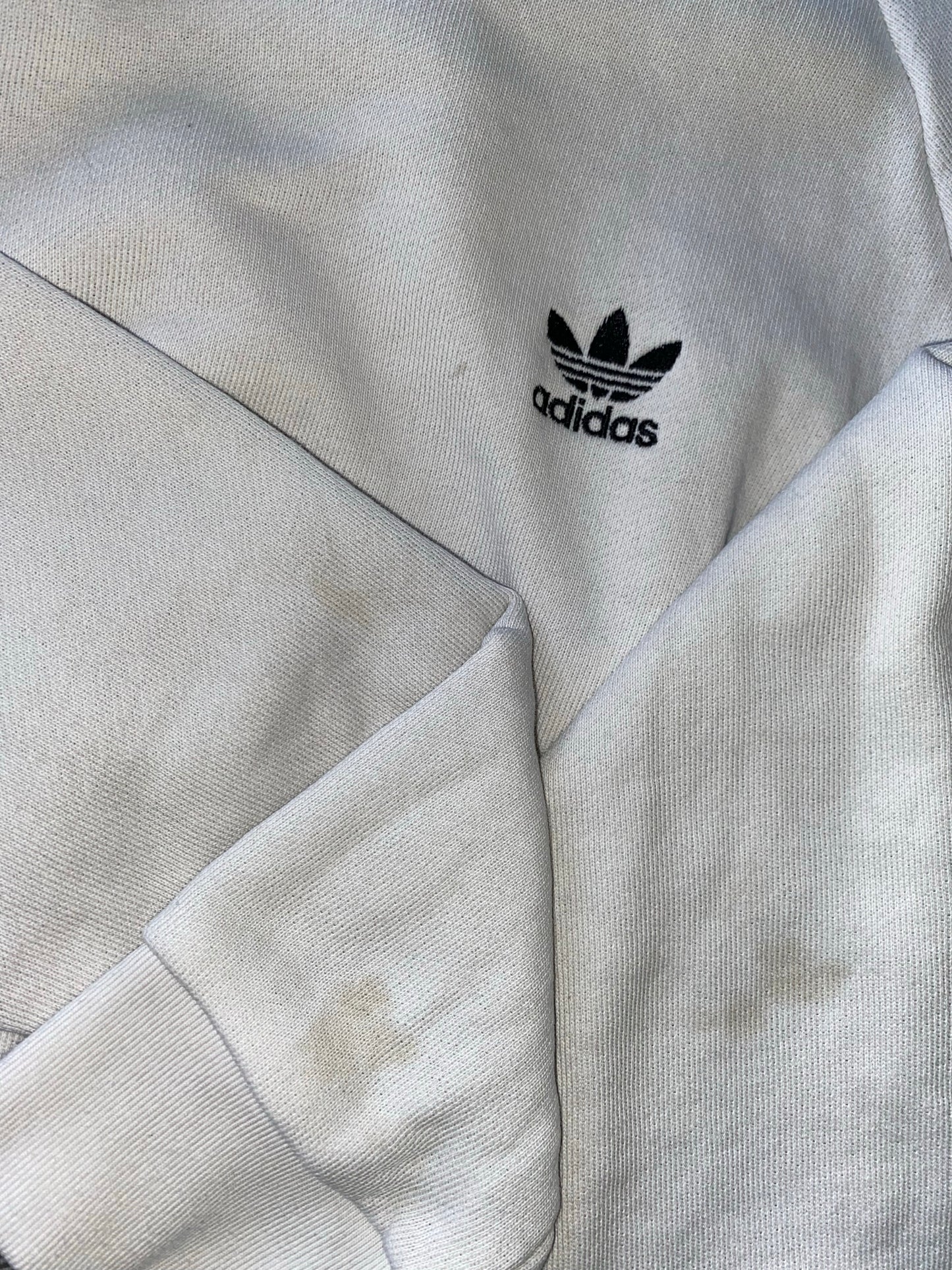 Reworked Adidas White Cropped Sweatshirt